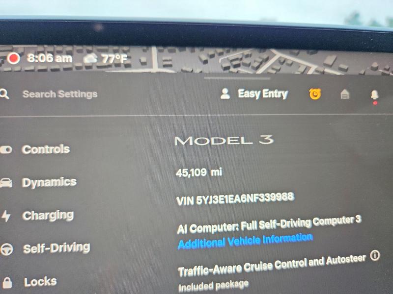 Aukcja sprzedaży 2022 Tesla Model 3, vin: 5YJ3E1EA6NF339988, numer aukcji: 61480186