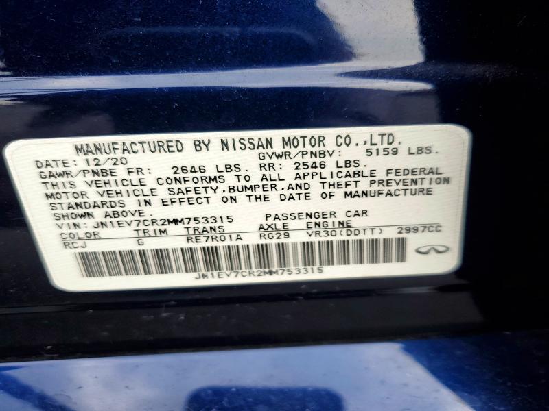 Aukcja sprzedaży 2021 Infiniti Q50, vin: JN1EV7CR2MM753315, numer aukcji: 66511096