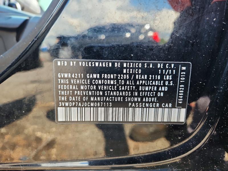 Aukcja sprzedaży 2012 Volkswagen Jetta, vin: 3VWDP7AJ0CM067113, numer aukcji: 66220916