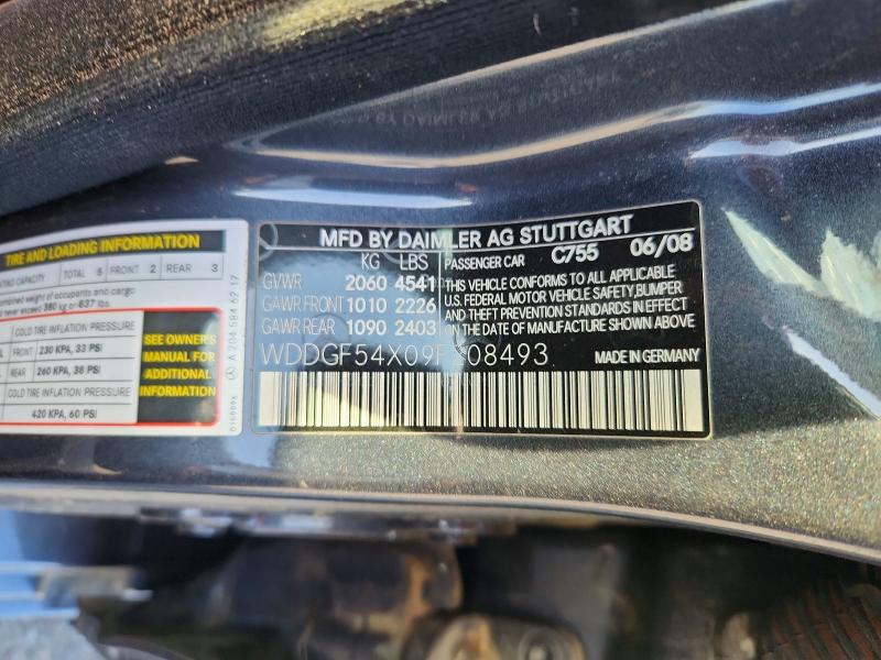 Aukcja sprzedaży 2009 Mercedes-benz C, vin: WDDGF54X09F208493, numer aukcji: 63894866