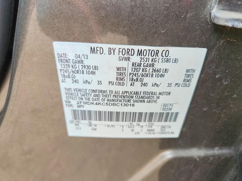 2013 Ford Edge მანქანა იყიდება აუქციონზე, vin: 2FMDK4KC5DBC13018, აუქციონის ნომერი: 64333106