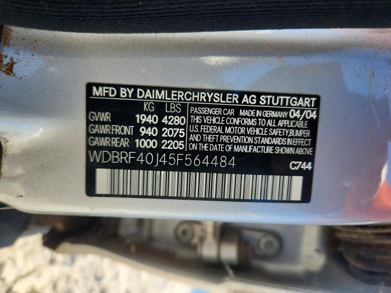 2005 Mercedes-benz C მანქანა იყიდება აუქციონზე, vin: WDBRF40J45F564484, აუქციონის ნომერი: 65030406