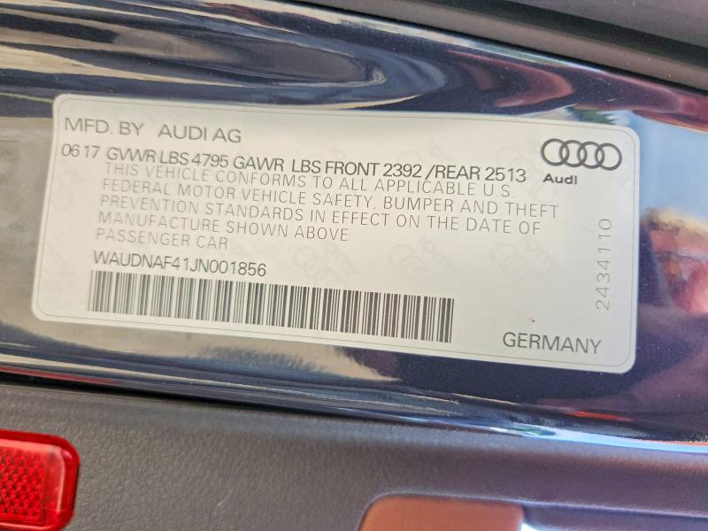 Продаж на аукціоні авто 2018 Audi A4, vin: WAUDNAF41JN001856, номер лоту: 65435456
