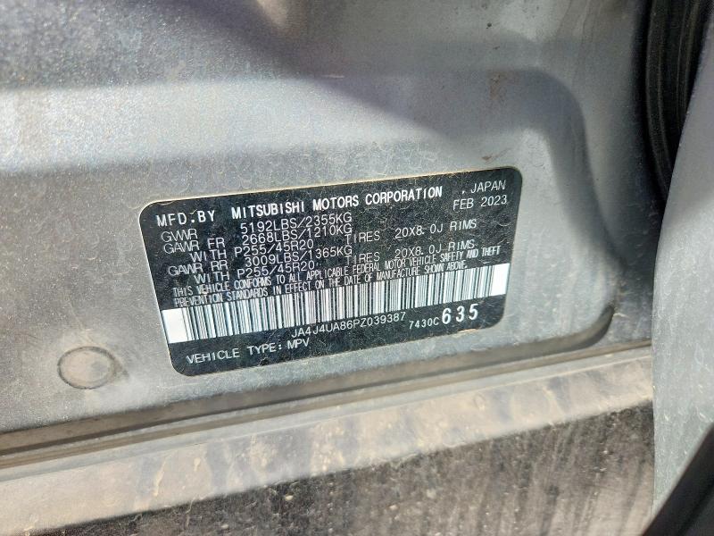 2023 Mitsubishi Outlander მანქანა იყიდება აუქციონზე, vin: JA4J4UA86PZ039387, აუქციონის ნომერი: 65615386