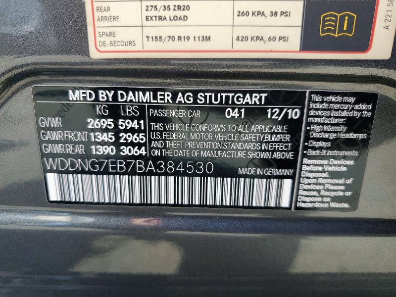 64313886 :رقم المزاد ، WDDNG7EB7BA384530 vin ، 2011 Mercedes-benz S مزاد بيع