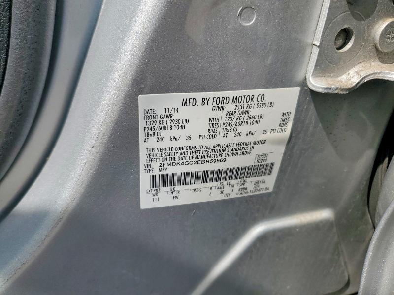 Продажа на аукционе авто 2014 Ford Edge, vin: 2FMDK4GC2EBB59669, номер лота: 65798656