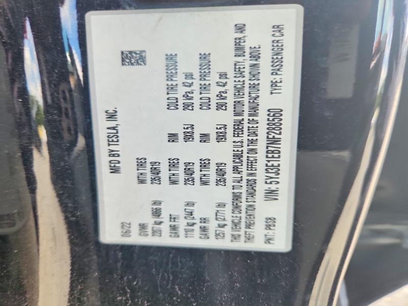 Продажа на аукционе авто 2022 Tesla Model 3, vin: 5YJ3E1EB7NF288560, номер лота: 64989126