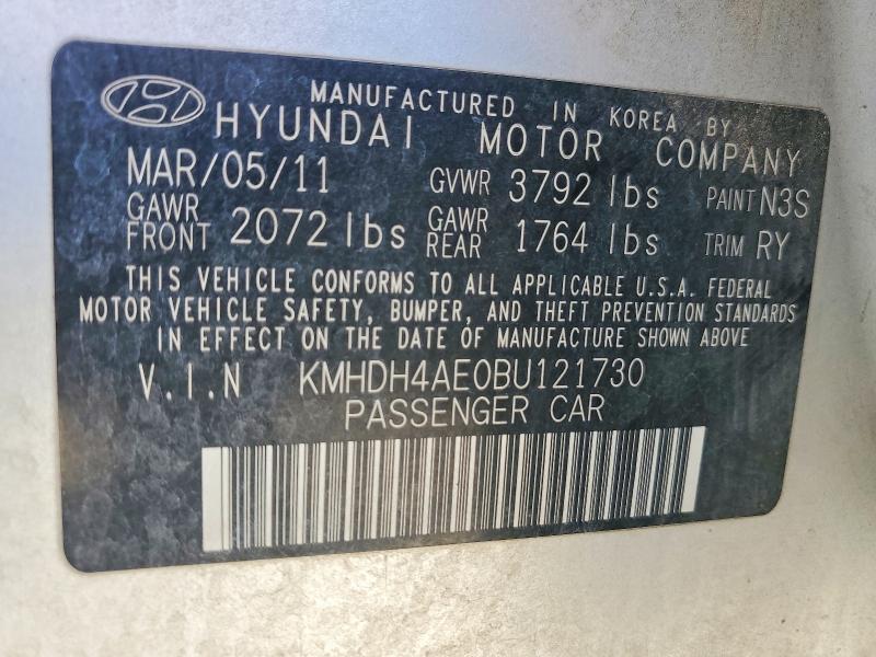 Продаж на аукціоні авто 2011 Hyundai Elantra, vin: KMHDH4AE0BU121730, номер лоту: 63771326