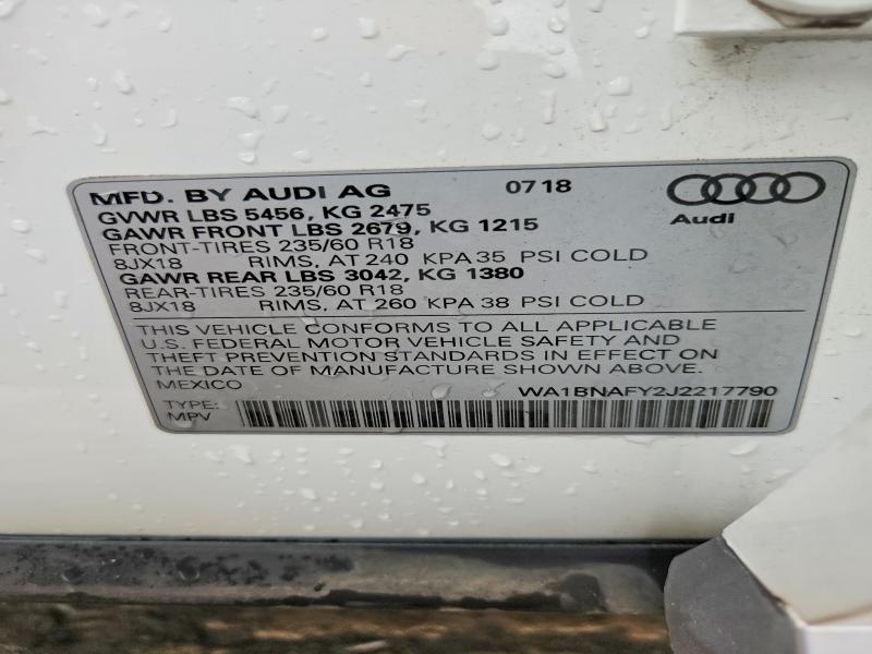 Aukcja sprzedaży 2018 Audi Q5, vin: WA1BNAFY2J2217790, numer aukcji: 65651556