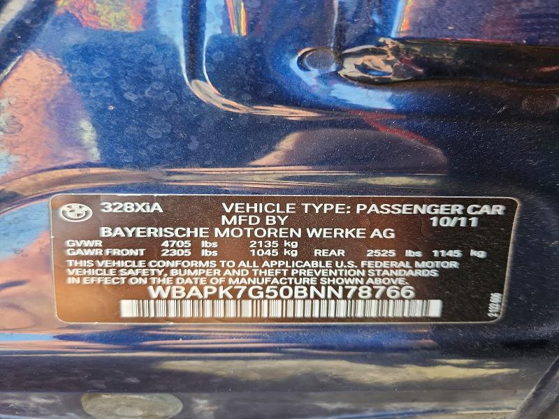 Aukcja sprzedaży 2011 Bmw 328, vin: WBAPK7G50BNN78766, numer aukcji: 65753346