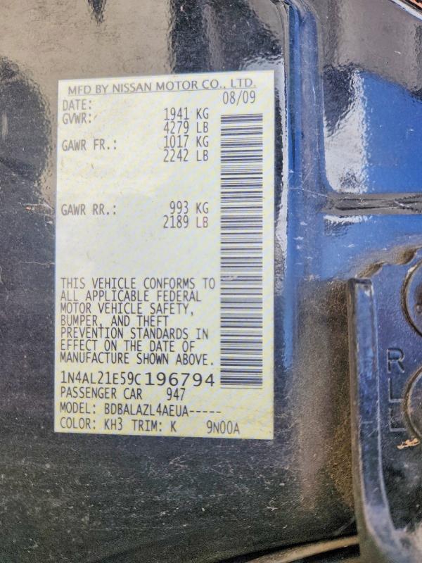 Aukcja sprzedaży 2009 Nissan Altima, vin: 1N4AL21E59C196794, numer aukcji: 65414536