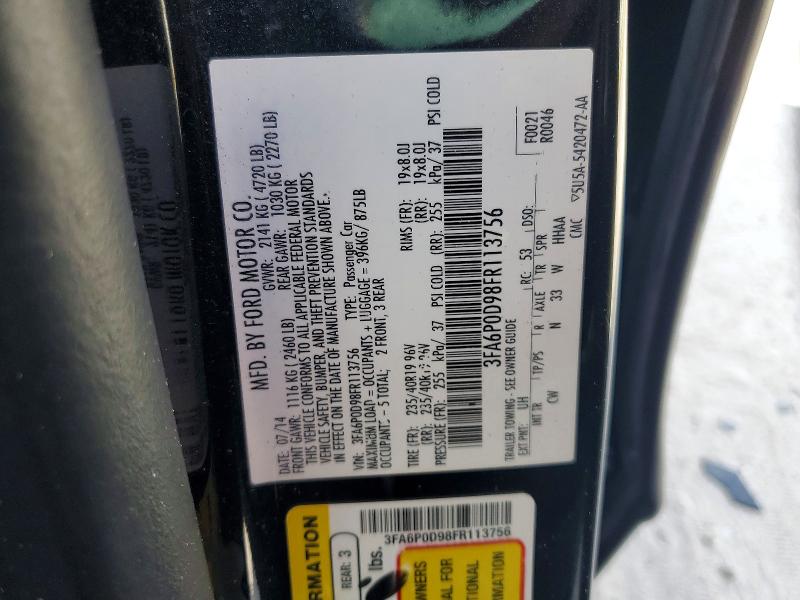 Продажа на аукционе авто 2015 Ford Fusion, vin: 3FA6P0D98FR113756, номер лота: 65582686