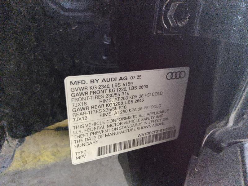 Aukcja sprzedaży 2025 Audi Q3, vin: WA1DECF31S1107023, numer aukcji: 64394826