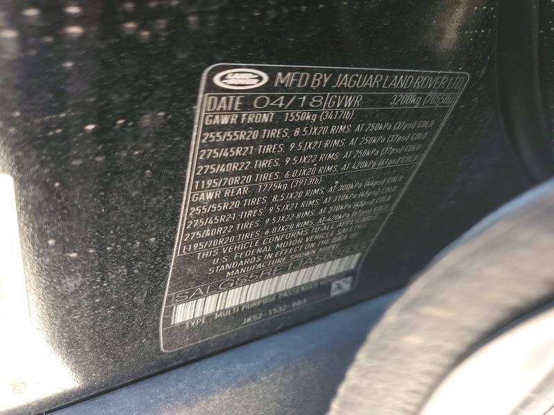 63563806 :رقم المزاد ، SALGS5RE1JA502833 vin ، 2018 Land Rover Range Rover مزاد بيع
