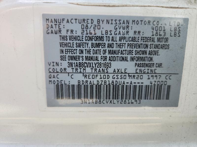 65506826 :رقم المزاد ، 3N1AB8CVXLY281693 vin ، 2020 Nissan Sentra مزاد بيع