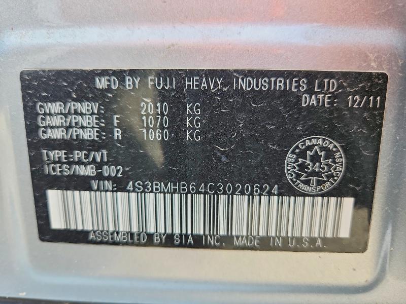 Продажа на аукционе авто 2012 Subaru Legacy, vin: 4S3BMHB64C3020624, номер лота: 66938836