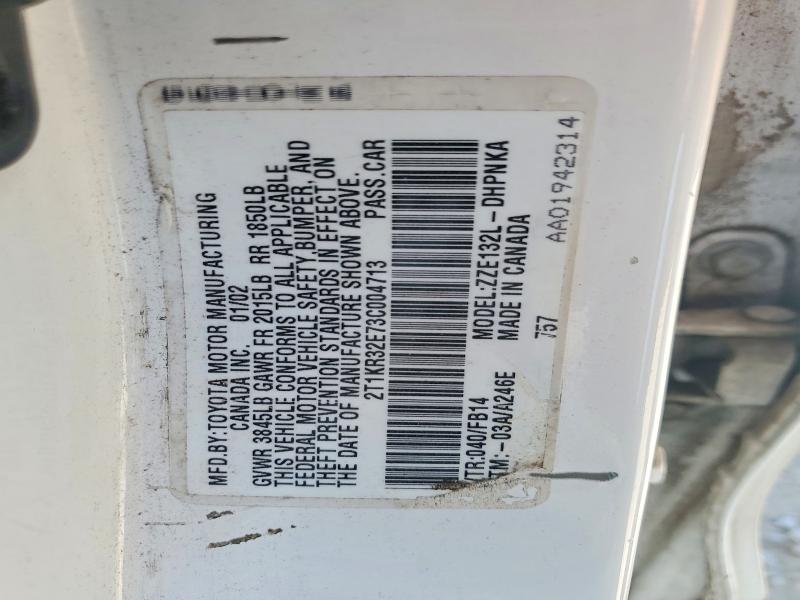 Продаж на аукціоні авто 2003 Toyota Matrix, vin: 2T1KR32E73C004713, номер лоту: 66374256