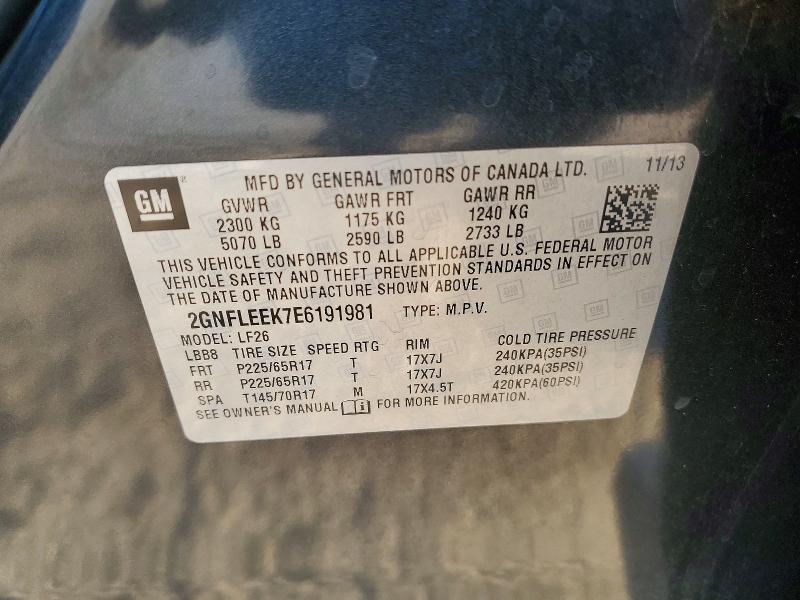 63954126 :رقم المزاد ، 2GNFLEEK7E6191981 vin ، 2014 Chevrolet Equinox مزاد بيع