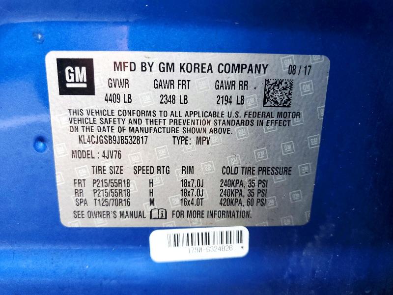 Продажа на аукционе авто 2018 Buick Encore, vin: KL4CJGSB9JB532817, номер лота: 64414256