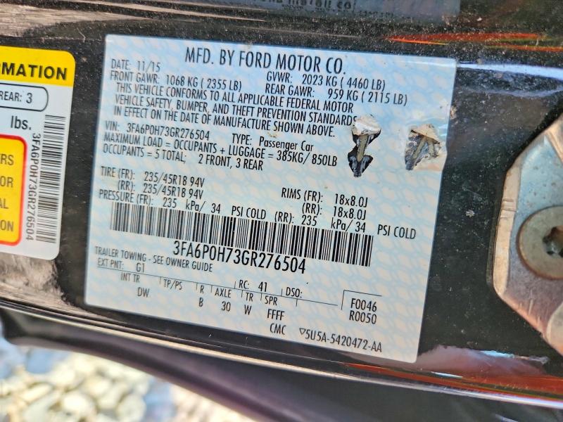 Продажа на аукционе авто 2016 Ford Fusion, vin: 3FA6P0H73GR276504, номер лота: 63697856