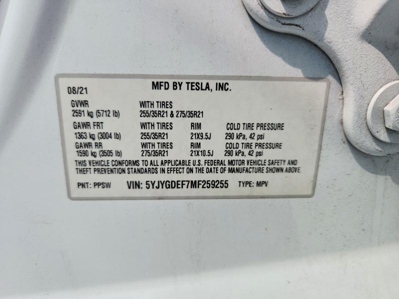 Aukcja sprzedaży 2021 Tesla Model Y, vin: 5YJYGDEF7MF259255, numer aukcji: 64603016