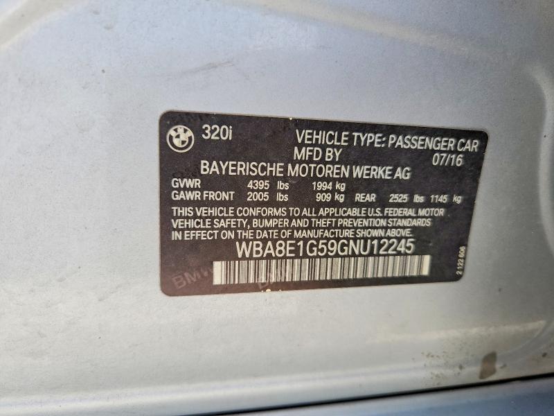Aukcja sprzedaży 2016 Bmw 320, vin: WBA8E1G59GNU12245, numer aukcji: 64232216