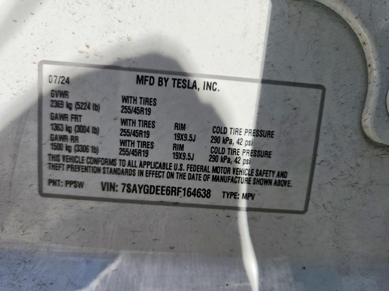 Aukcja sprzedaży 2024 Tesla Model Y, vin: 7SAYGDEE6RF164638, numer aukcji: 65542216