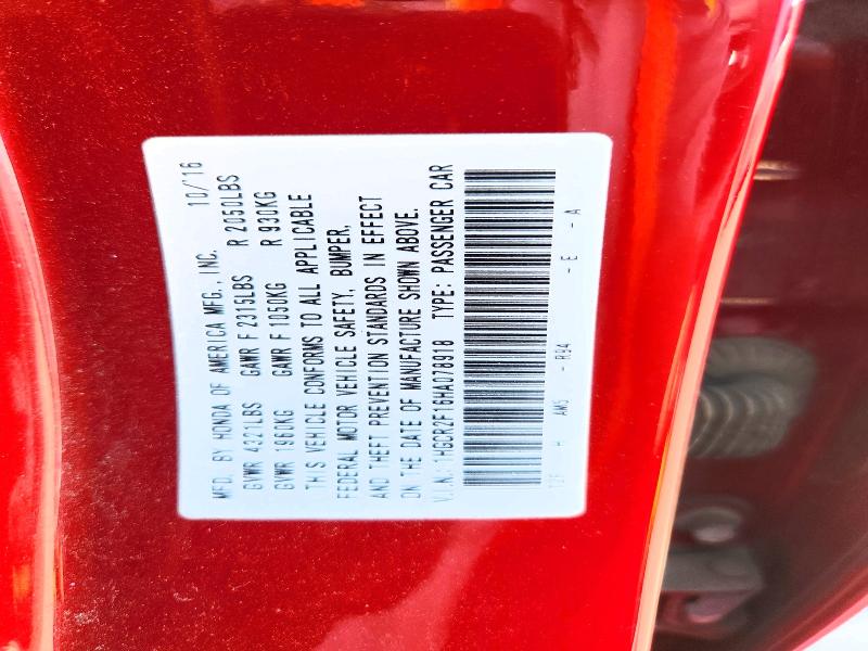 Aukcja sprzedaży 2017 Honda Accord, vin: 1HGCR2F16HA078918, numer aukcji: 64592016