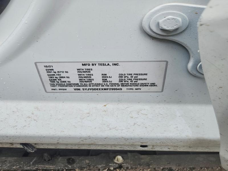 Продаж на аукціоні авто 2021 Tesla Model Y, vin: 5YJYGDEEXMF299949, номер лоту: 65621896