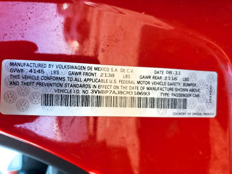 Aukcja sprzedaży 2012 Volkswagen Jetta, vin: 3VWBP7AJ8CM318693, numer aukcji: 63255026