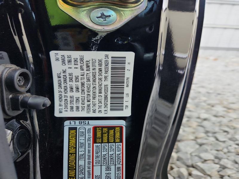 Продаж на аукціоні авто 2014 Honda Civic, vin: 2HGFG3B84EH520376, номер лоту: 62627966