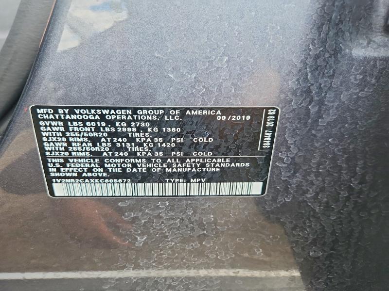 Продаж на аукціоні авто 2019 Volkswagen Atlas, vin: 1V2NR2CAXKC605672, номер лоту: 65450936