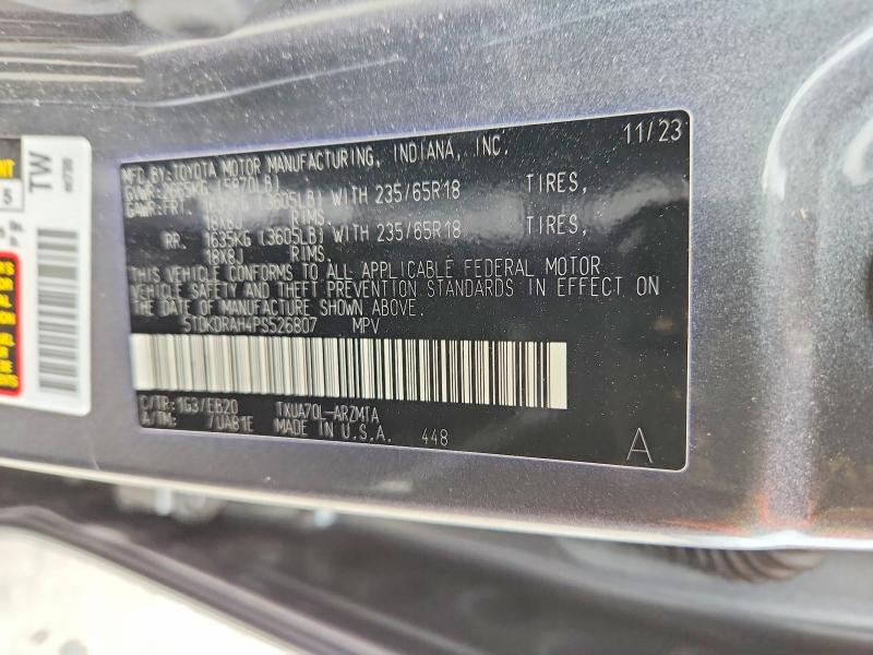 65034126 :رقم المزاد ، 5TDKDRAH4PS526807 vin ، 2023 Toyota Highlander مزاد بيع