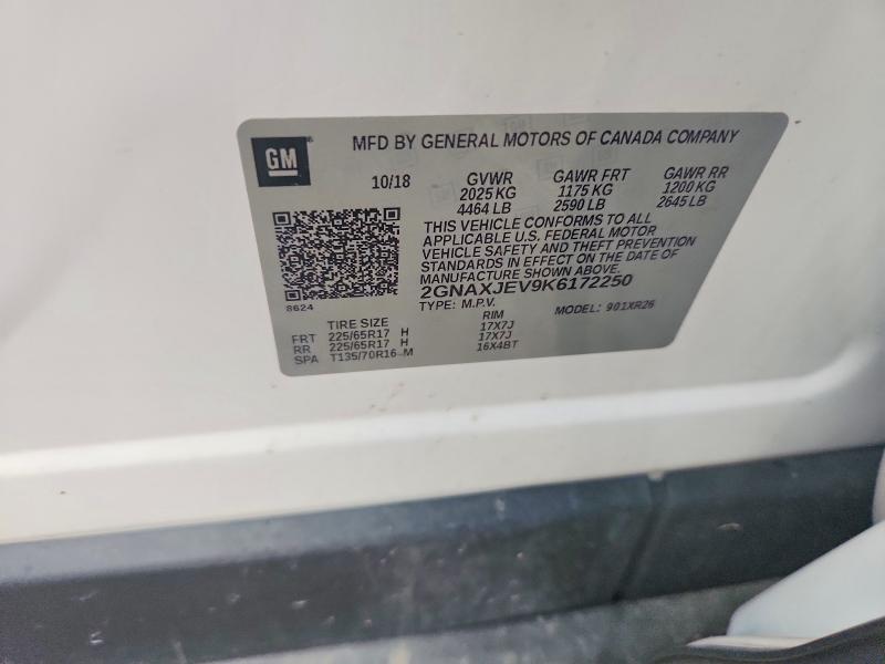 65138826 :رقم المزاد ، 2GNAXJEV9K6172250 vin ، 2019 Chevrolet Equinox مزاد بيع