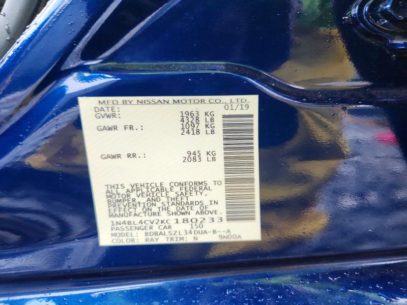 2019 Nissan Altima მანქანა იყიდება აუქციონზე, vin: 1N4BL4CV2KC180233, აუქციონის ნომერი: 66755566