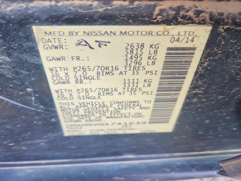 Aukcja sprzedaży 2014 Nissan Frontier, vin: 1N6AD0EV0EN741639, numer aukcji: 65617456