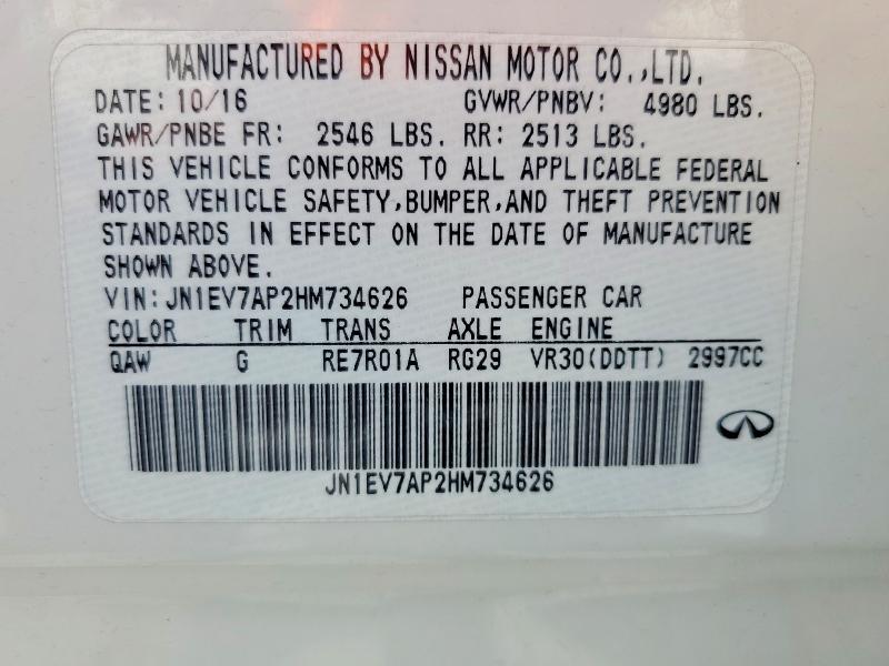 66643976 :رقم المزاد ، JN1EV7AP2HM734626 vin ، 2017 Infiniti Q50 مزاد بيع