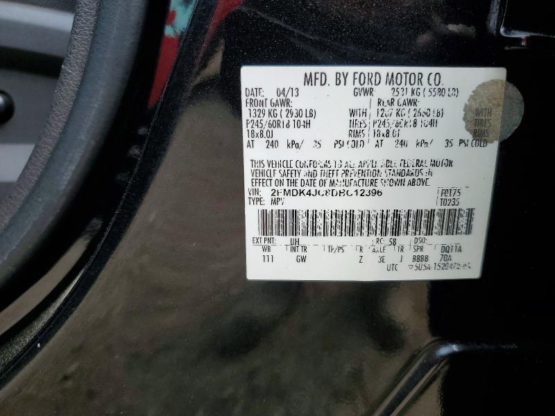 2013 Ford Edge მანქანა იყიდება აუქციონზე, vin: 2FMDK4JC8DBC12396, აუქციონის ნომერი: 67309896