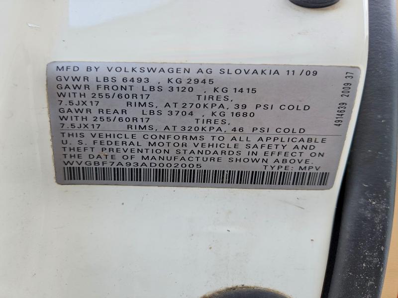 Продажа на аукционе авто 2010 Volkswagen Touareg, vin: WVGBF7A93AD002005, номер лота: 65907176