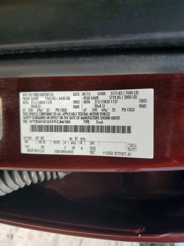 Продаж на аукціоні авто 2015 Ford F150, vin: 1FTEW1EG1FFC84180, номер лоту: 64986216