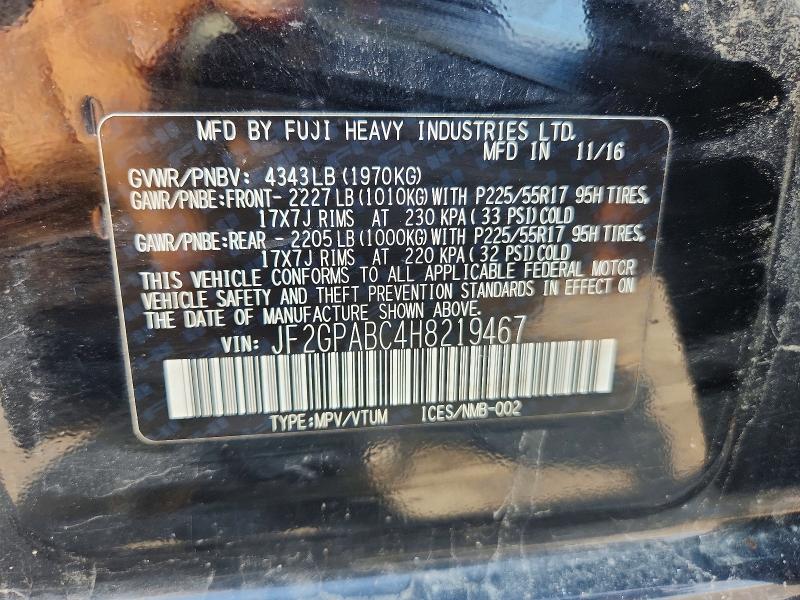 63332646 :رقم المزاد ، JF2GPABC4H8219467 vin ، 2017 Subaru Crosstrek مزاد بيع