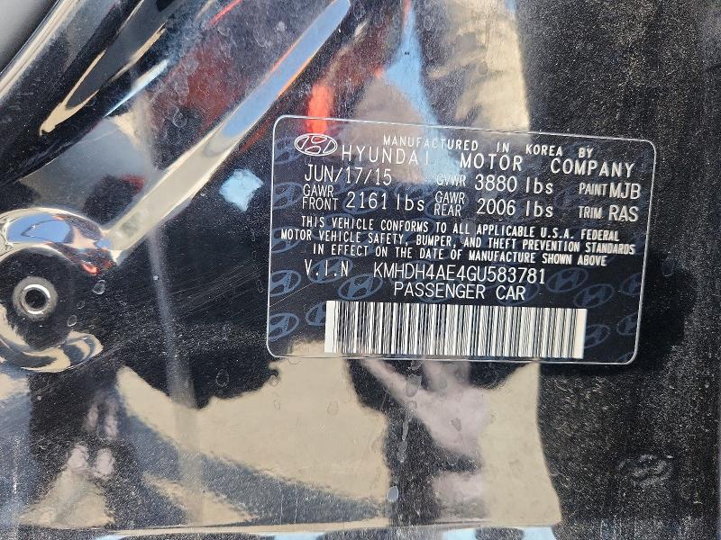 Продаж на аукціоні авто 2016 Hyundai Elantra, vin: KMHDH4AE4GU583781, номер лоту: 63802636