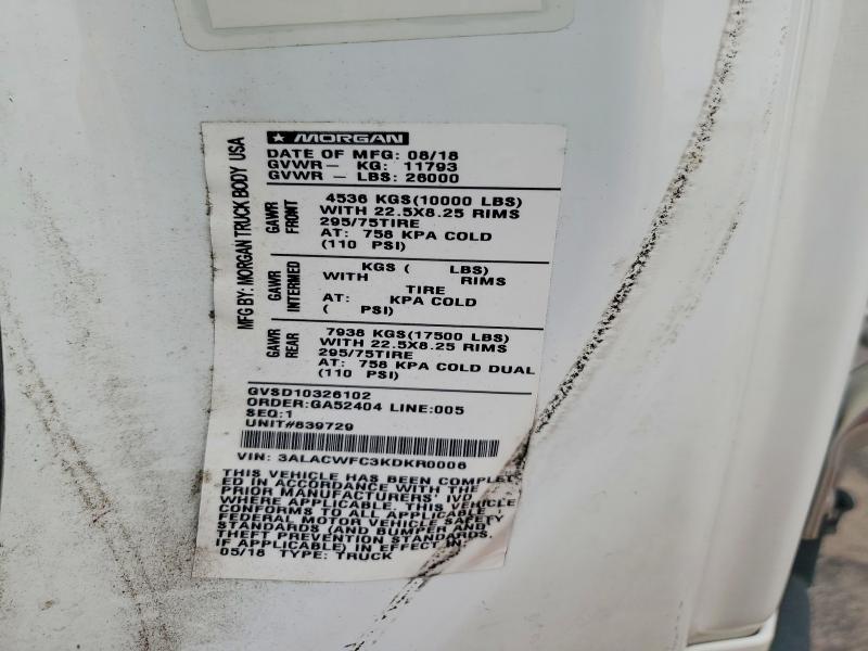 66789026 :رقم المزاد ، 3ALACWFC3KDKR0006 vin ، 2019 Frht - Freightliner M2 مزاد بيع