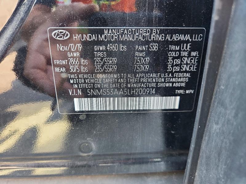 Продаж на аукціоні авто 2020 Hyundai Santa Fe, vin: 5NMS53AA5LH200914, номер лоту: 63949296