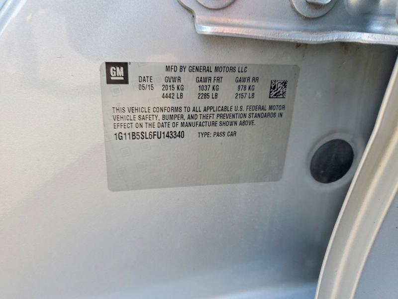Aukcja sprzedaży 2015 Chevrolet Malibu, vin: 1G11B5SL6FU143340, numer aukcji: 63371946