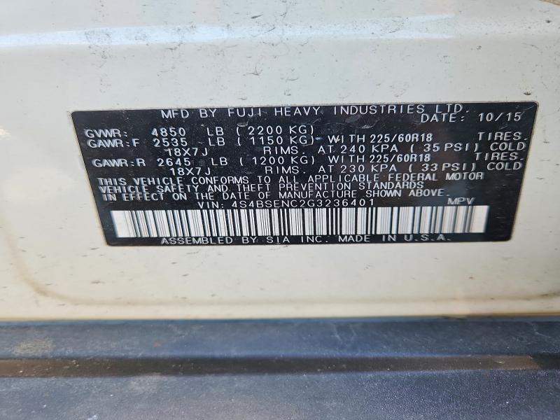 Продаж на аукціоні авто 2016 Subaru Outback, vin: 4S4BSENC2G3236401, номер лоту: 67158156