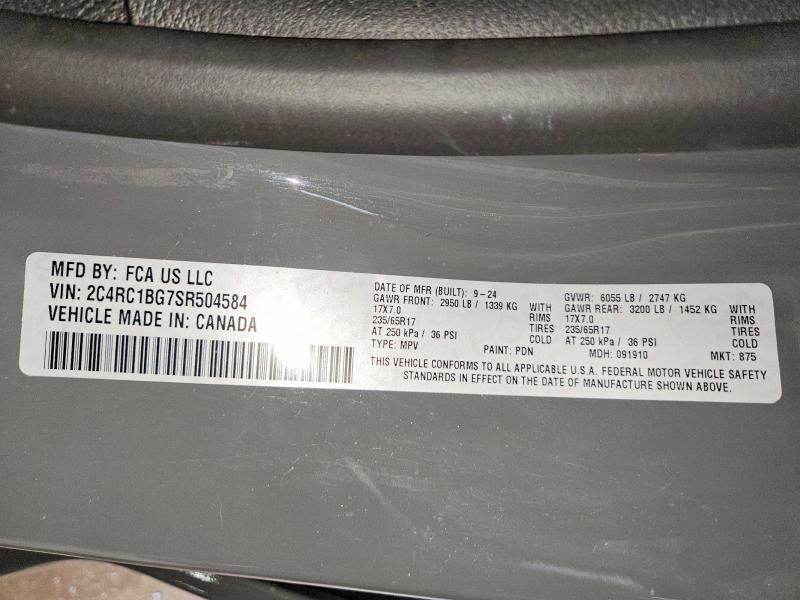Aukcja sprzedaży 2025 Chrysler Pacifica, vin: 2C4RC1BG7SR504584, numer aukcji: 65222366