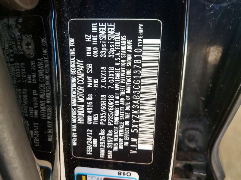 64263196 :رقم المزاد ، 5XYZK3AB3CG137810 vin ، 2012 Hyundai Santa Fe مزاد بيع