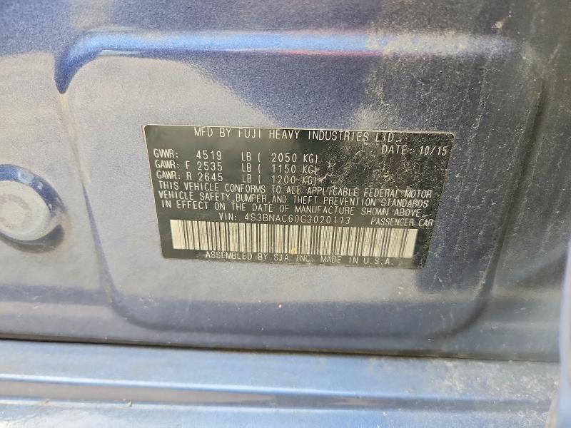 Продажа на аукционе авто 2016 Subaru Legacy, vin: 4S3BNAC60G3020113, номер лота: 64618206