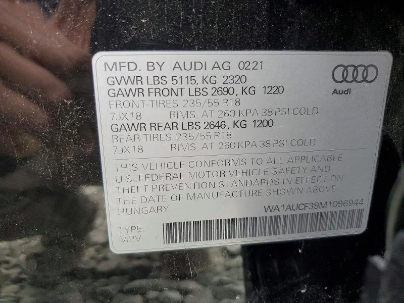 Aukcja sprzedaży 2021 Audi Q3, vin: WA1AUCF39M1096944, numer aukcji: 63616616